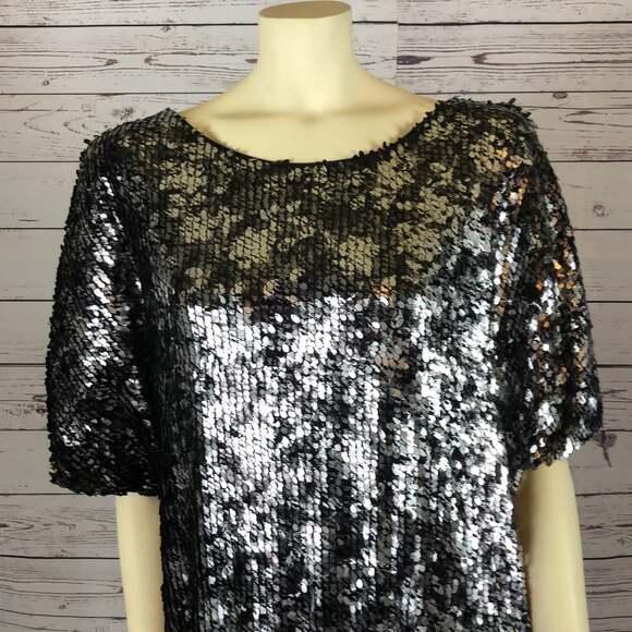 R&M Richard’s Black and silver sequin midi short sleeved dress size 22 w - Picture 5 of 12